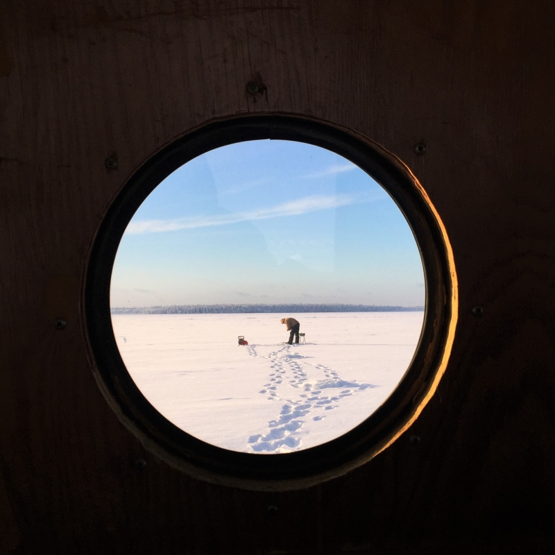 Ice Fishing out of a 1956 Bombardier Snow Coach